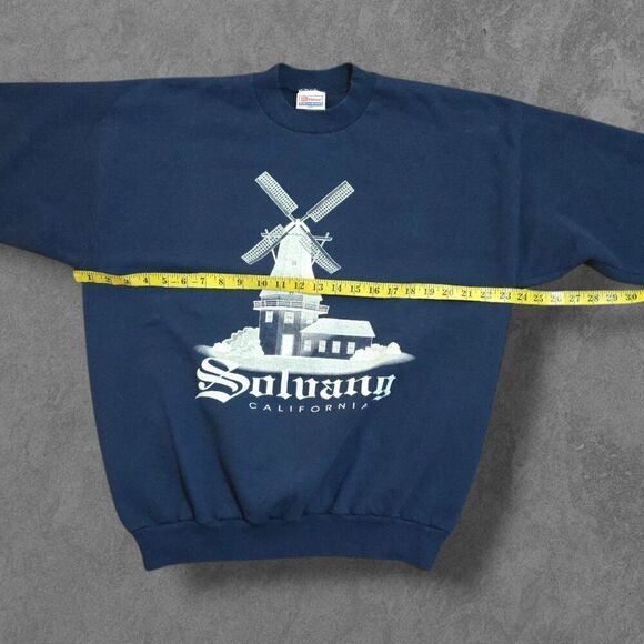 Vintage Dutch Windmill Solvang California Sweatshirt Men's L Long Sleeve Blue - Picture 3 of 5